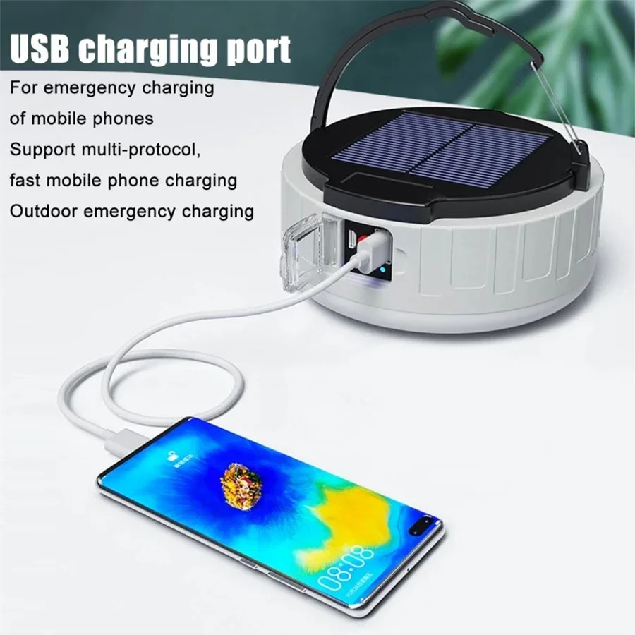 Tirvose LED Solar Camping Light Outdoor Tent Lamp USB Rechargeable Portable Lanterns Emergency Night Market Light for Hiking BBQ