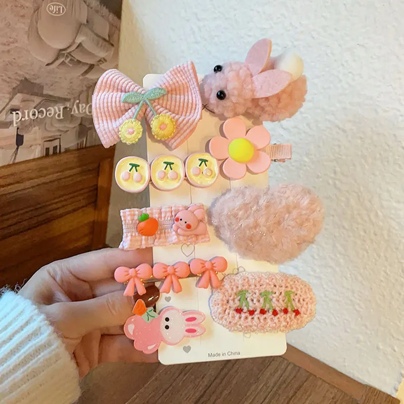 9-częściowa spinka do włosów Fascinator Klips krawędziowy Damska spinka do grzywki na czole Jesień/Zima pluszowa urocza spinka do włosów Fascinator