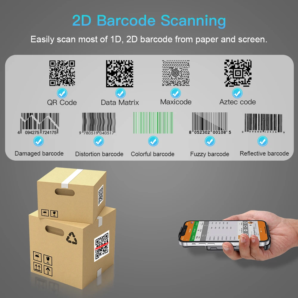 Imagem -03 - Eyoyo-barcode Scanner Portátil Leitor de Imagem Data Matrix Back Clip Bluetooth Android Ios 1d e 2d qr Code Pdf417 Ey017p