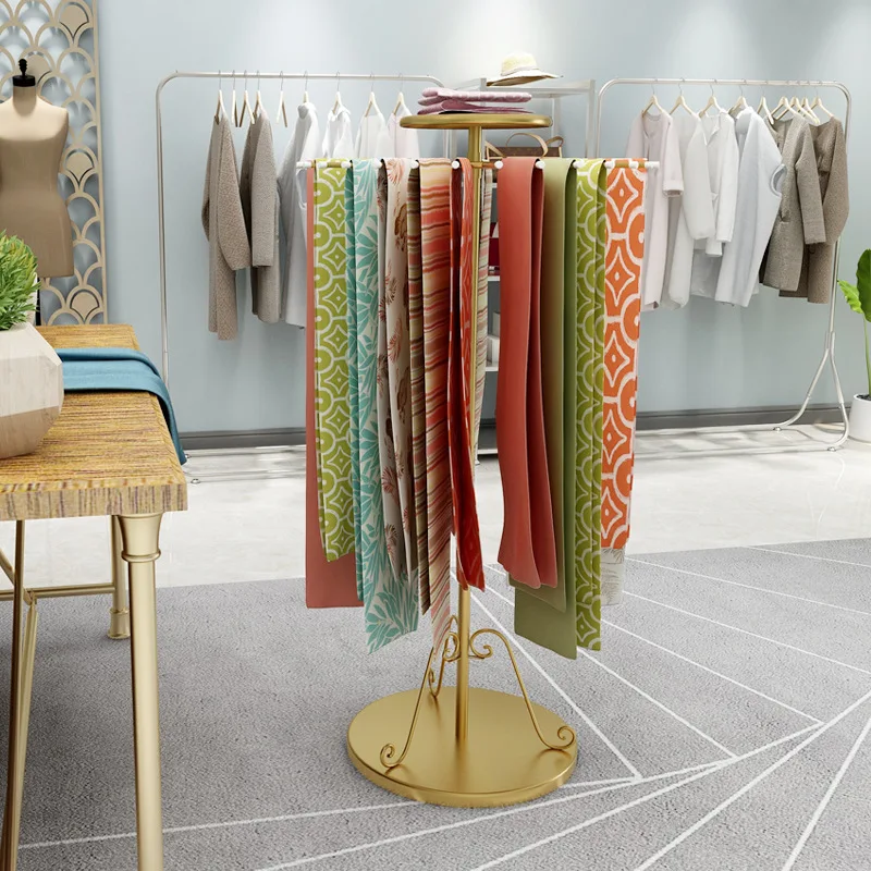 Scarf display rack clothing store silk scarf shawl clothes display rack fabric round rotating fabric shelf