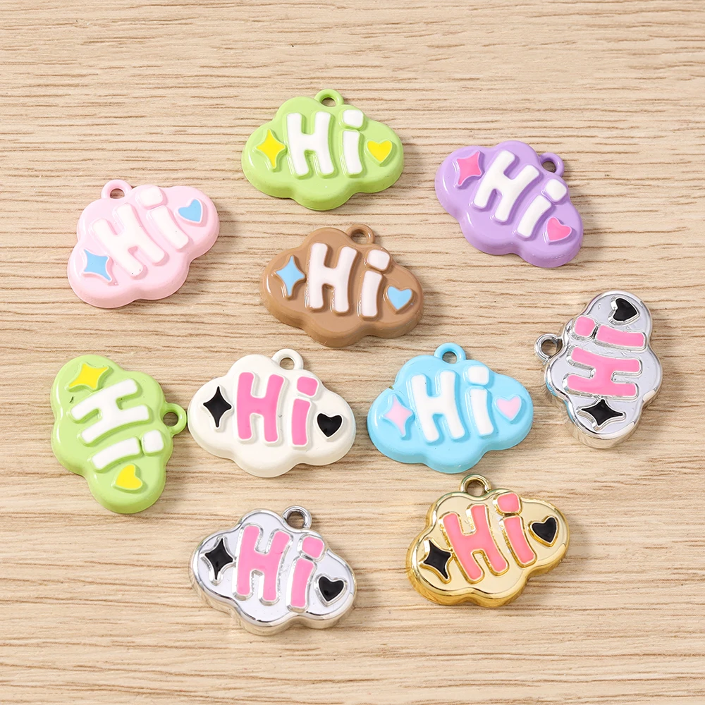 Tusember 10 Stück 18 x 22 mm Cartoon-bunte niedliche Hi-Charms für Frauen und Mädchen, niedliche Ohrringe, Schmuck, Halskette, Armband, DIY-Handwerk – Detail 2