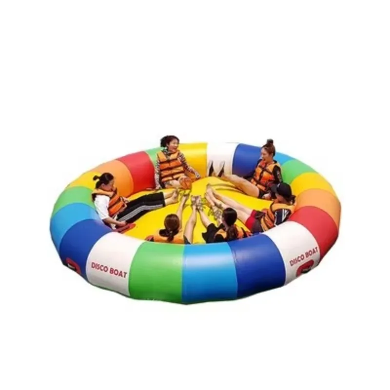 Customize Size Inflatable Disco Boat Crazy UFO Flying Spinning Tube for Water Entertainment