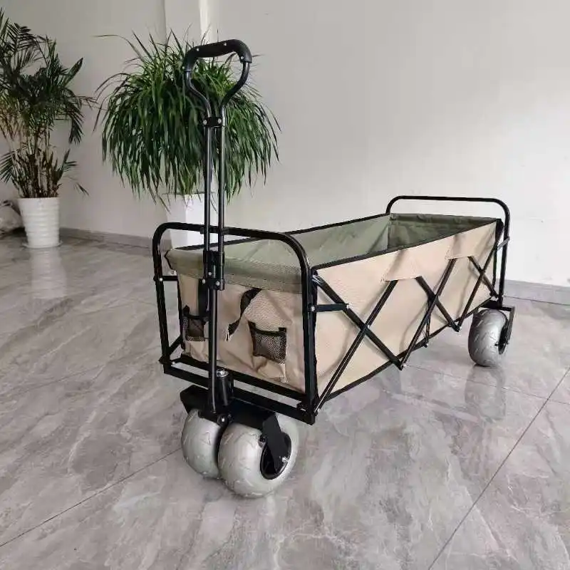 Heavy-Duty Outdoor Folding Wagon Cheap Price Pet/Kids/Camping/Picnic/Beach/Garden Trolley Cart Trolly for Industrial Use