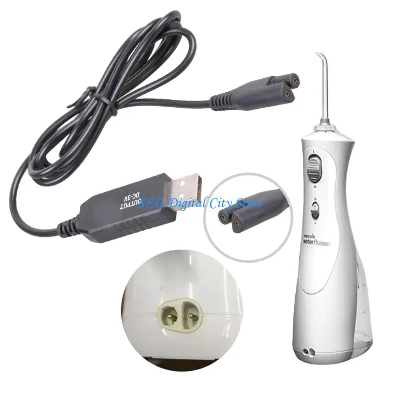 U75B Double Input USB Type C Power Cord For Cordless Water Flosser Charging 3V 100mA 1.2 Meter Portable Design