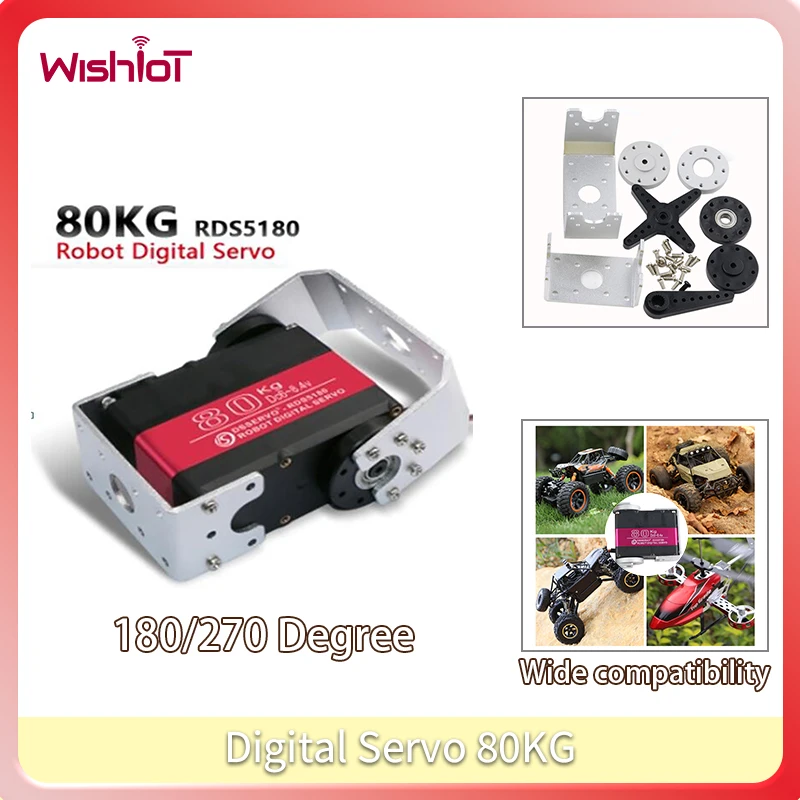 

Цифровой сервопривод 80 кг, двойной ось с металлическим кронштейном, стальной мотор-редуктор, водонепроницаемый, высокий крутящий момент 180/270 градусов для игрушечного радиоуправляемого автомобиля 5:1