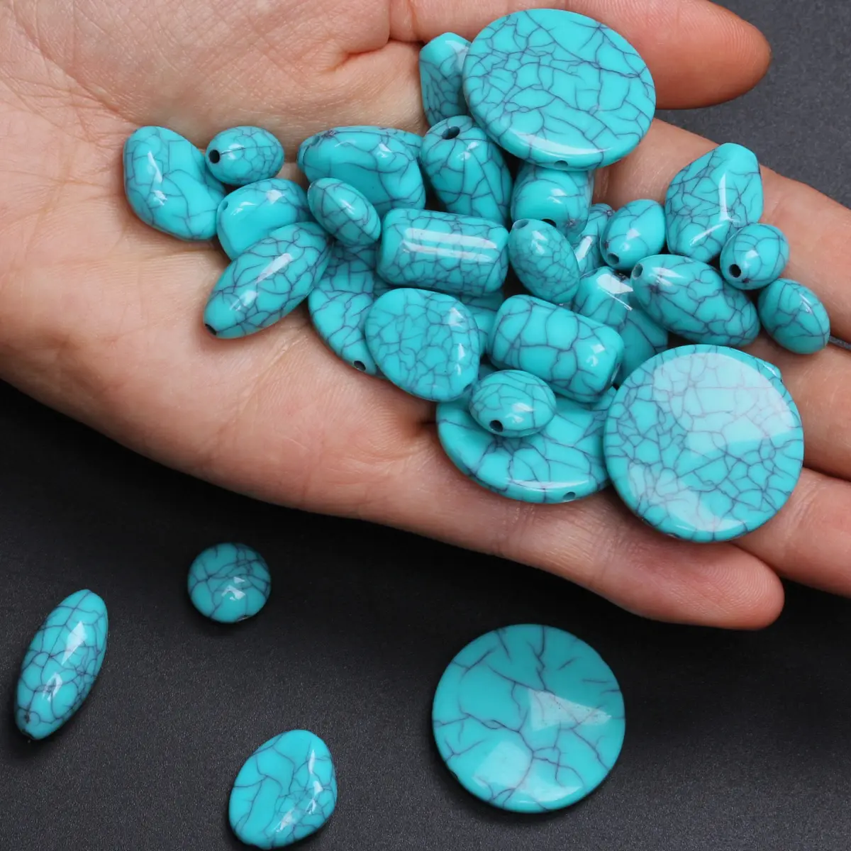 5/10/20/30/50Pcs Imitation Turquoise Polyhedron Tubular Barrel Resin Beads Pendants DIY Beading Material  Earrings Necklace