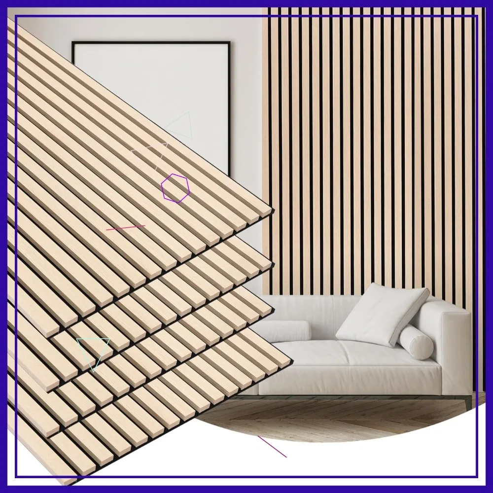 4 Pack Wood Slat Wall Panels, 3D Acoustic Paneling for Studio, Office, Living Room - Natural Oak, 48"x24"
