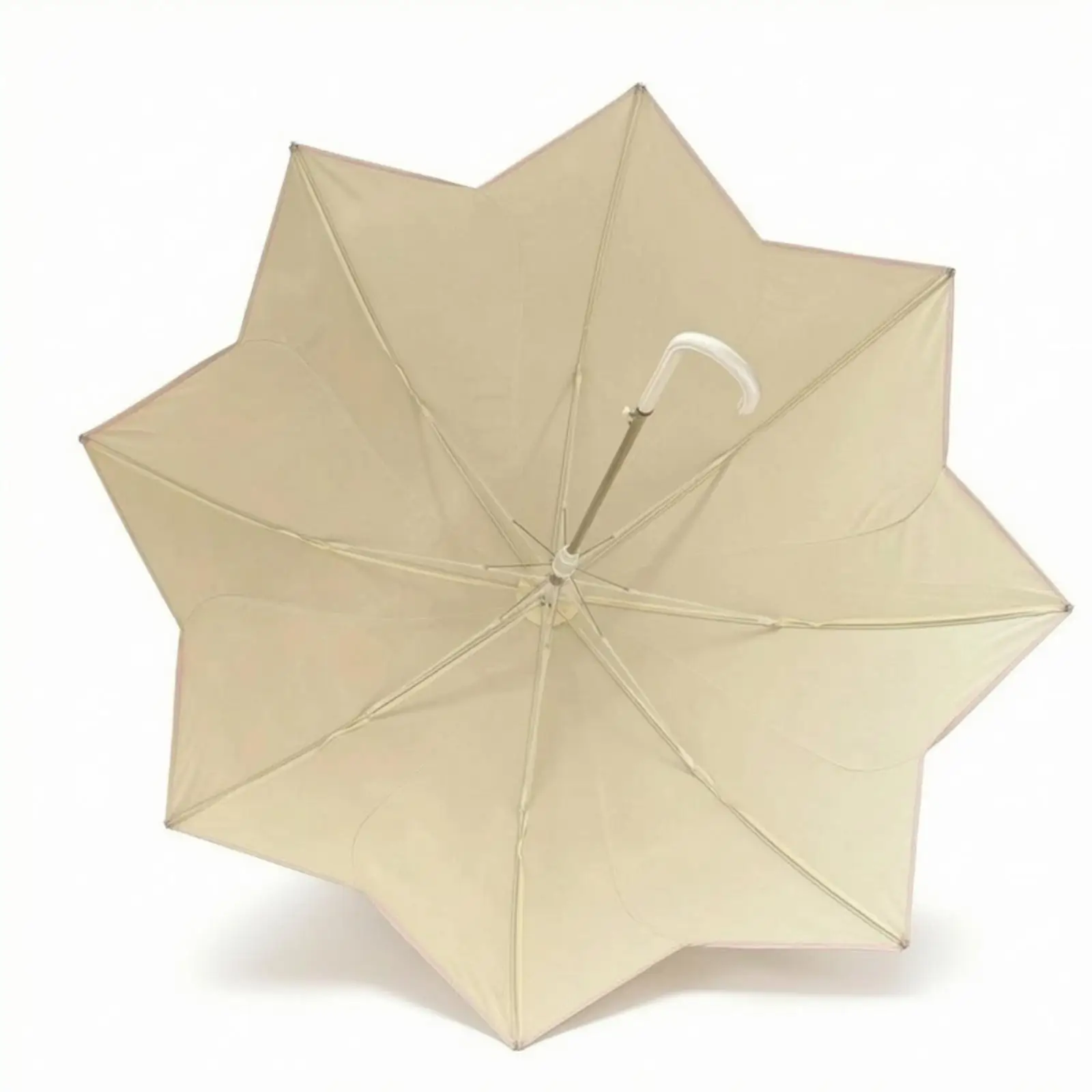 Graceful Flower Petal Sun Umbrella for Women Protection Pongee Fabric Long Handle Parasol Outdoor Garden