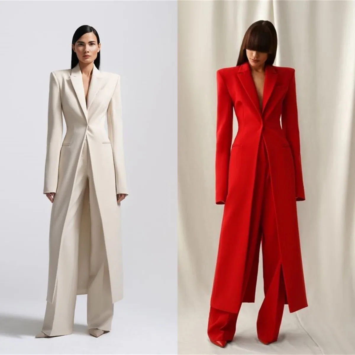 Costume de styliste pour femmes, ensemble 2 pièces Long Style Blazer + pantalon, robe de soirée de mariage formelle à un bouton, sur mesure