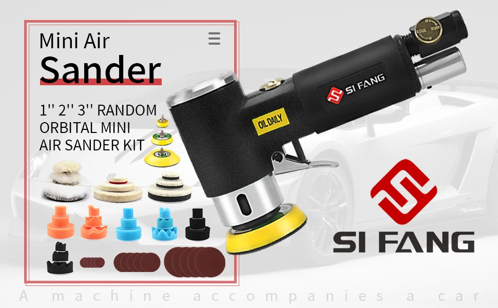 Orbit Air Sander Mini Pneumatic 1"/2"/3" Schleifmaschinen-Set zum Polieren von Autos, Hochgeschwindigkeits-Poliermaschine mit Luftbetrieb – Detail 1