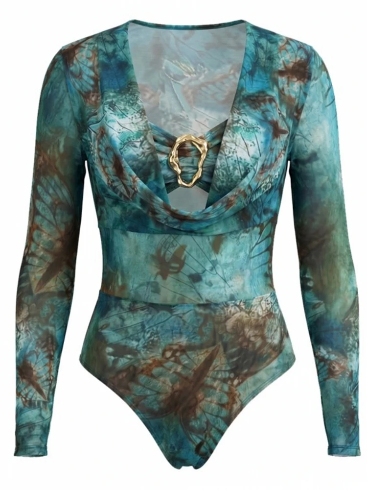Neuer Sexy Badeanzug mit hoher Taille für Damen, Sommer-Bikini-Set, Langarm-Bademode, Strand-Schwimmanzug für Frauen