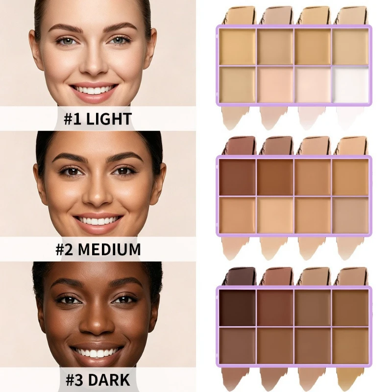 8 Colors Concealer Palette, Brightening Long Lasting Makeup, Soft Matte Hydrating Blendable Contour Cream, Anti Smudge Cosmetic