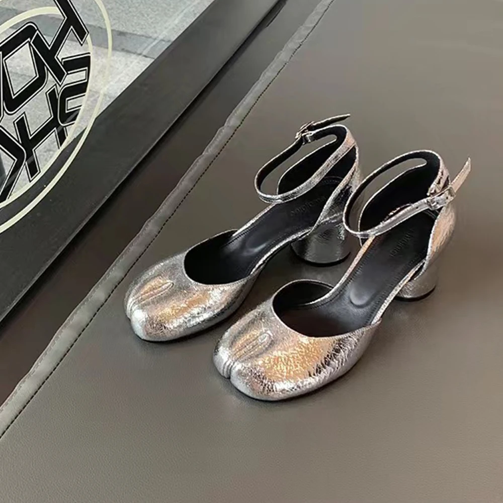 

Women's Chunky Kitten Heels Closed Round Toe Split Toe Mary Jane Shoes Heeled Sandals Party Dress Pumps with Adjustable Buckle