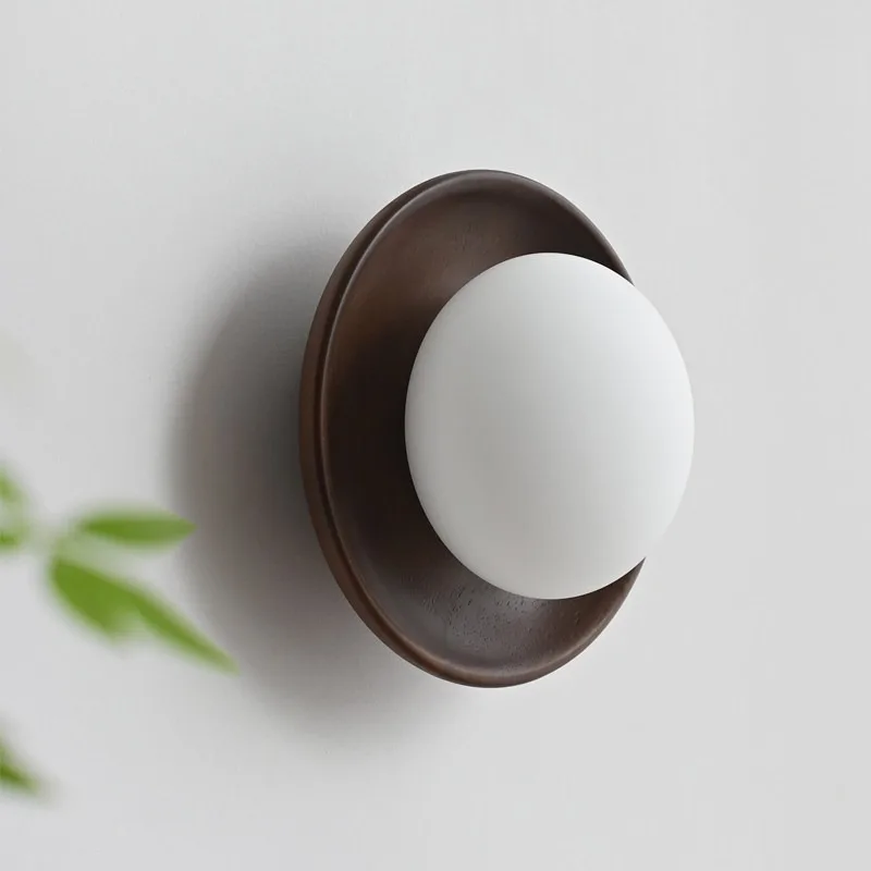 2026 Ambient Tangyuan Shape Wall Lamp Mid-century Wabi Sabi Japanese Style Wall Sconce for Bedroom Balcony Bedside Entryway Wall