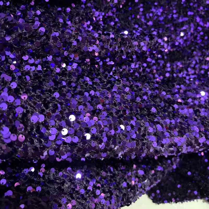 ผ้ากำมะหยี่ปักเลื่อมหรูหราสำหรับชุดราตรี ฉากหลัง การเต้นรำ ชุดแต่งกาย ตกแต่ง งาน DIY วัสดุสำหรับงานเย็บปักถักร้อย