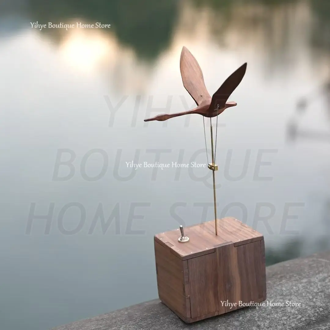 Flying Swan Hand-Carved Solid Wood Desktop Ornament - Creative Kinetic Home Gift, Toy & Holiday Decor for Birthday, New Year
