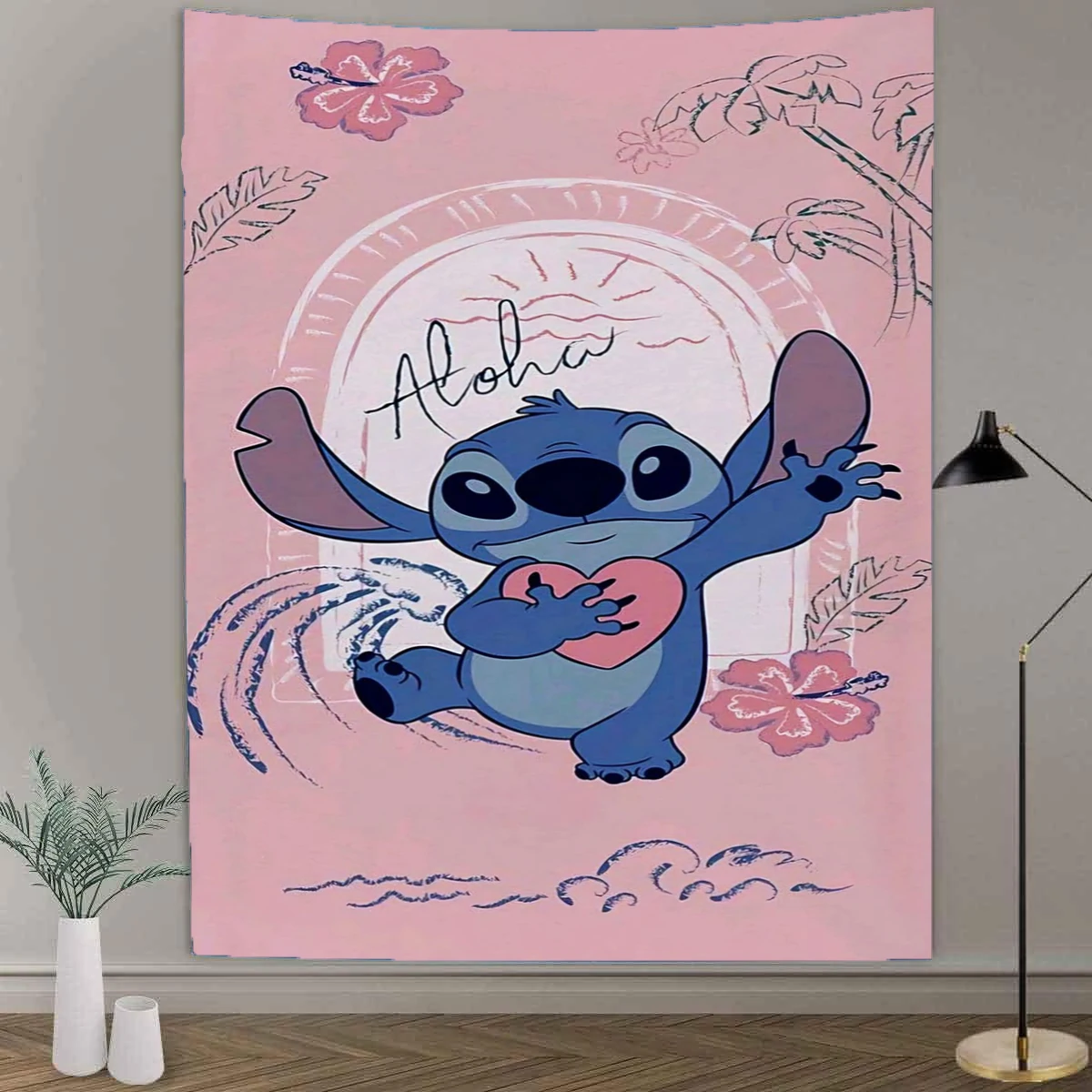 

Cartoon cute Stitch tapestry wall hanging hippie Star Baby polyester tapestry Bohemian tapestry room decoration