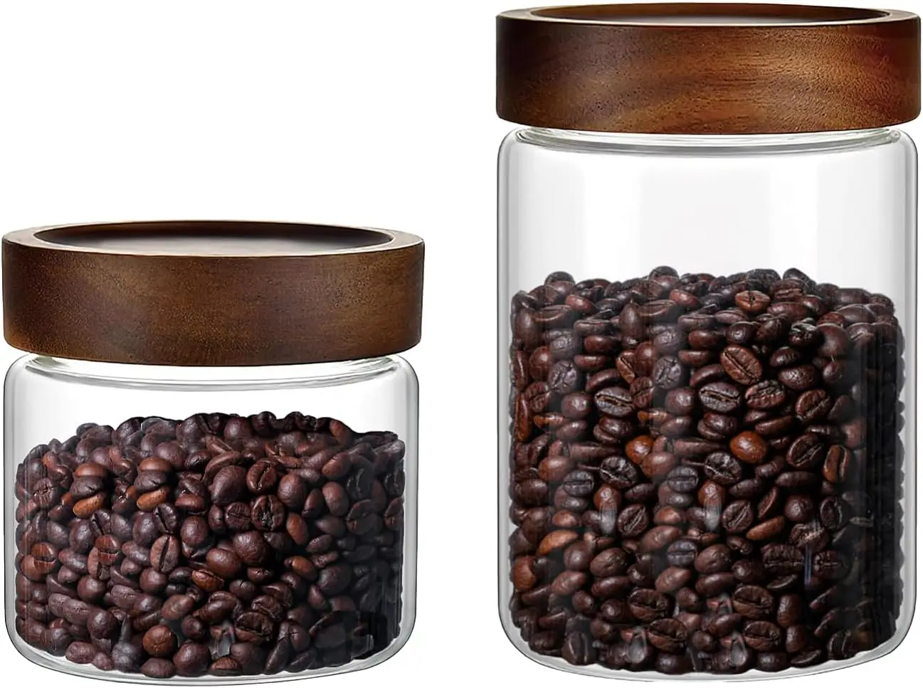 

Набор из 2 стеклянных банок для хранения продуктов, премиальные прозрачные стеклянные контейнеры с герметичными деревянными завинчивающимися крышками, кухонные емкости для хранения