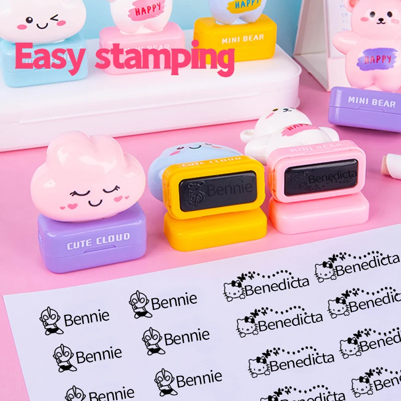 Kinder Name Siegel benutzer definierte Student Name Stempel Kindergarten Kleidung wasserdicht Name Aufkleber kawaii montessori Stempel Geschenk