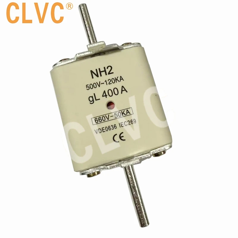 NH Low voltage fuse NH2 400A with Double Indicator RT16-2 HRC fuse link ceramic square tube knife melting 500V gG