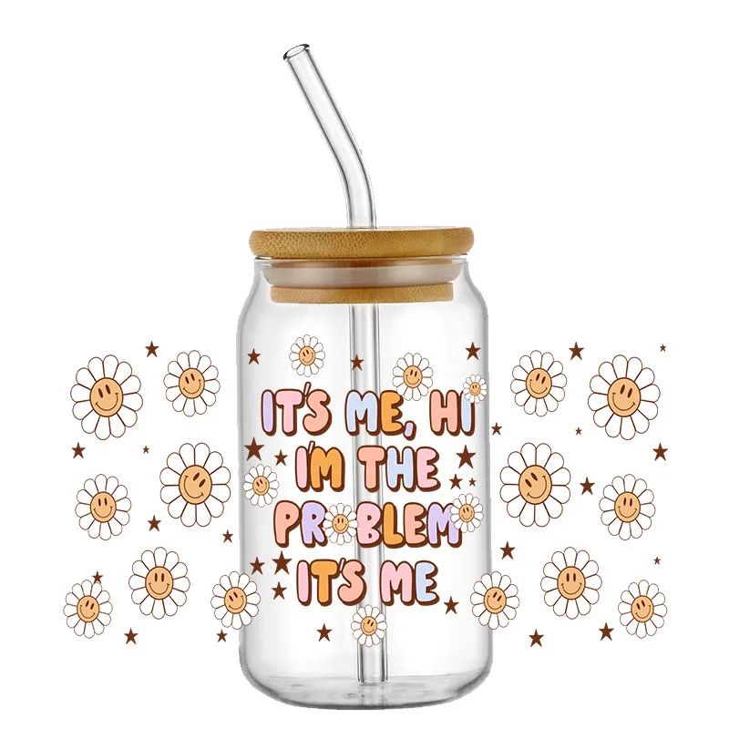 30+ Designs Fashion Cup Uv Dtf Transfer Wrap Sticker Diy 16 Oz Glass Cans Popular Heart Shape Element Design Waterproof Decals