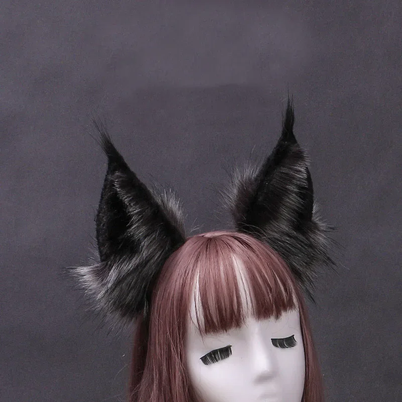 Women Girl Furry Animal Beast Ears Wolf Dog Soft Plush Fox Ear Lolita Hair Accessory Anime Cosplay Costume Halloween Christmas