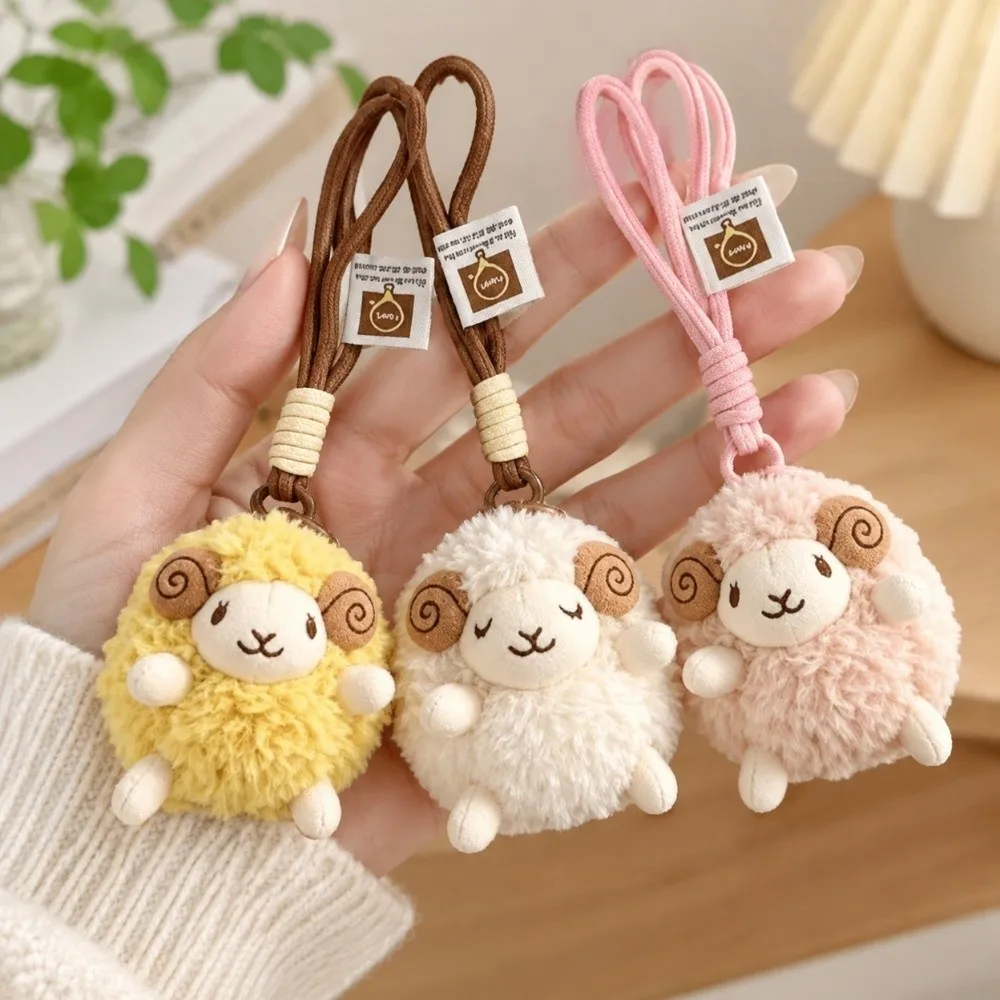 Schlüsselanhänger Weicher Flauschiger Plüsch-Schaf-Schlüsselanhänger Mini-Hängeanhänger Neujahrs-Schaf-Puppe Dekoration Lamm-Ornamente Taschendekor – Detail 4