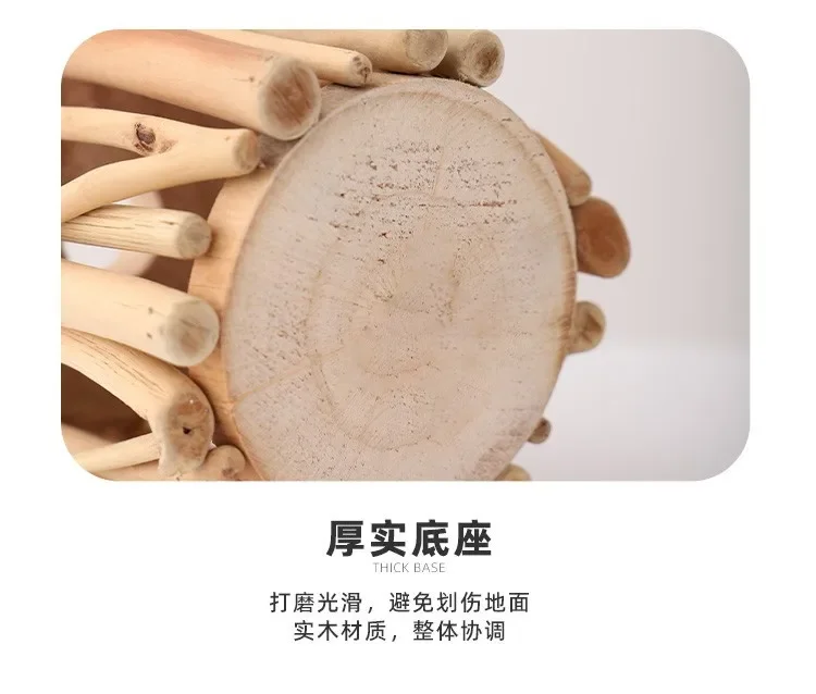 Pure handmade solid wood vase ornament, living room flower arrangement, water culture device, creative pastoral decoration craft