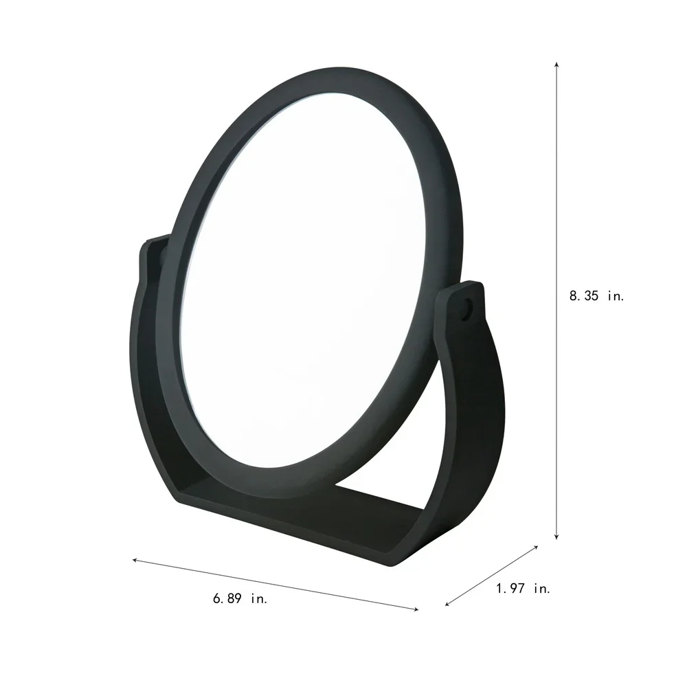 Double Sided Vanity Mirror with 10X Magnification Rubberized Finish Ideal Makeup Application on Dresser