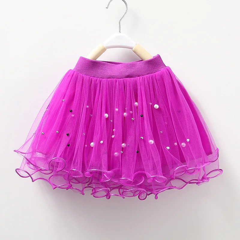 DE PEACH Fashion Cute Baby Girls Tutu Skirts Princess Kids Pearls Tulle Fluffy Skirt Children Party Ballet Dance Clothes Summer