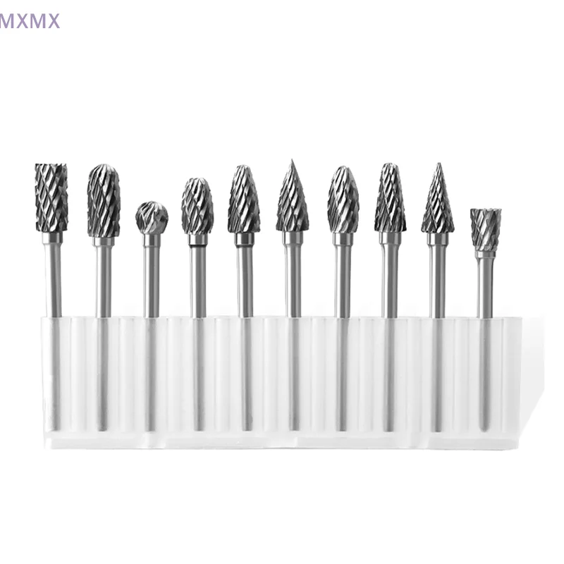 10pcs Hard Alloy Rotary File 3*6 Double Grain Tungsten Steel Grind Head Electric Woodwork Grinding File Tool Set Accessories