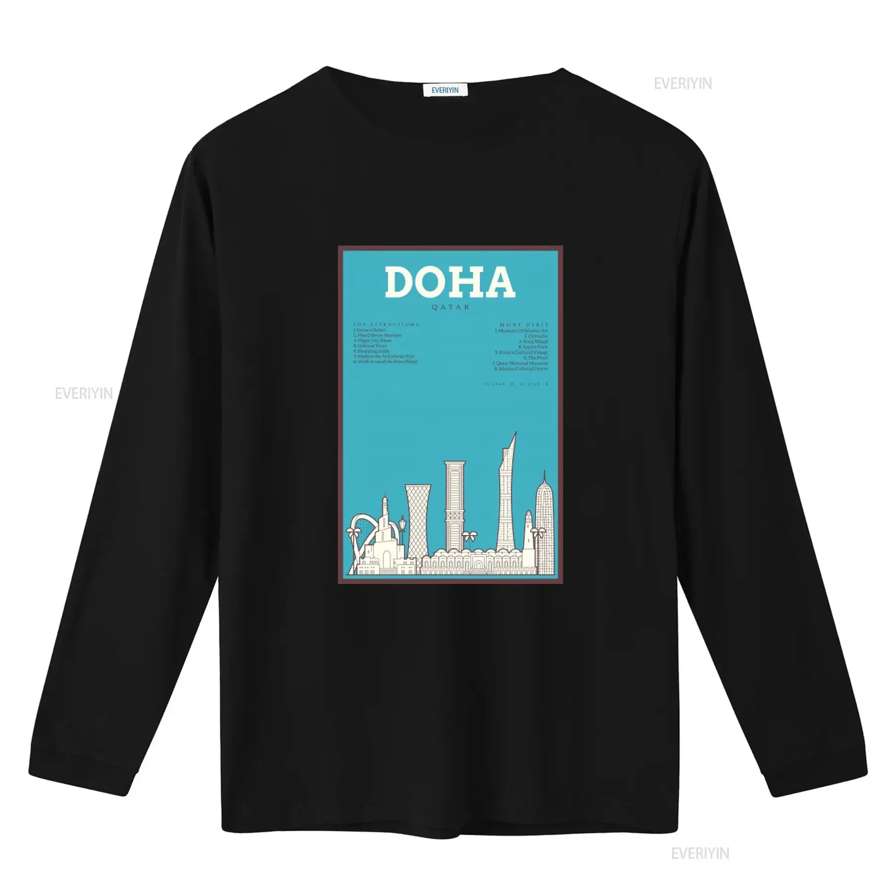 Doha Qatar Souq Waqif Pearl Corniche Al Zubarah Fort 100 Cotton T Shirt Must Visit Top Attractions vintage Washed Versatile