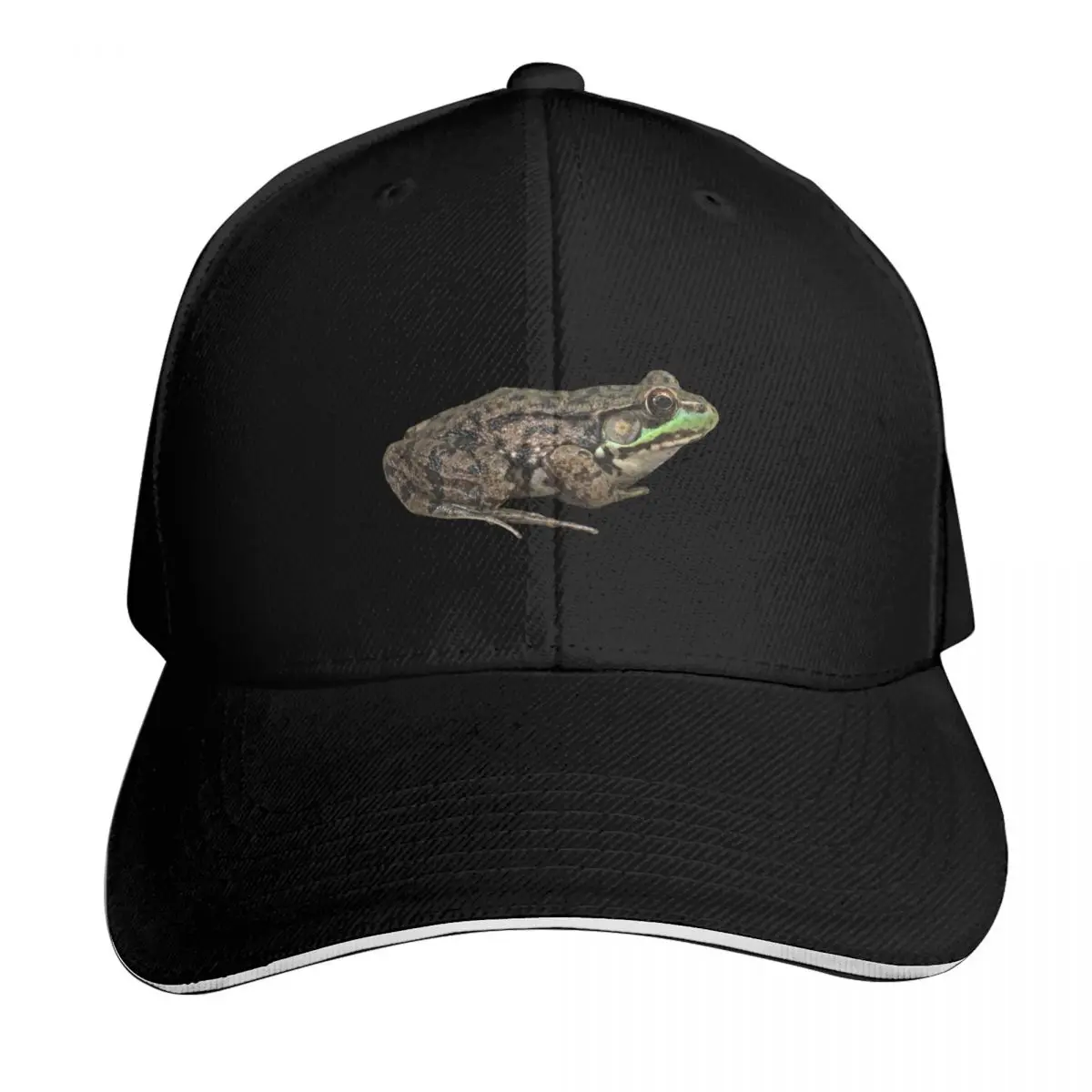 Frog ( side ) Baseball Cap Cotton Twill Breathable Contrast Two Tone Brim Snapback Flat Bill