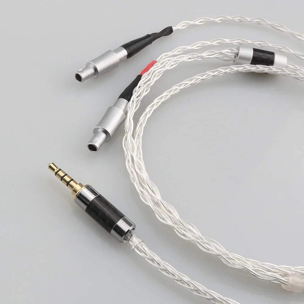 ไฮไฟ 3.5/2.5/4.4mm Balanced OCC เดี่ยวคริสตัลเงินหูฟังอัพเกรดสายเคเบิลสําหรับ HD800 HD800S HD820 สายหูฟัง