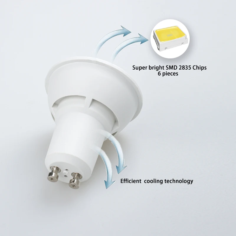 Lâmpadas LED Holofotes Reguláveis, Lâmpada COB, Lâmpada de mesa brilhante Downlight, GU10, MR16, GU5.3, E27, B22, 7W, 220V, 110V, 36 °, 2835SMD, 5pcs