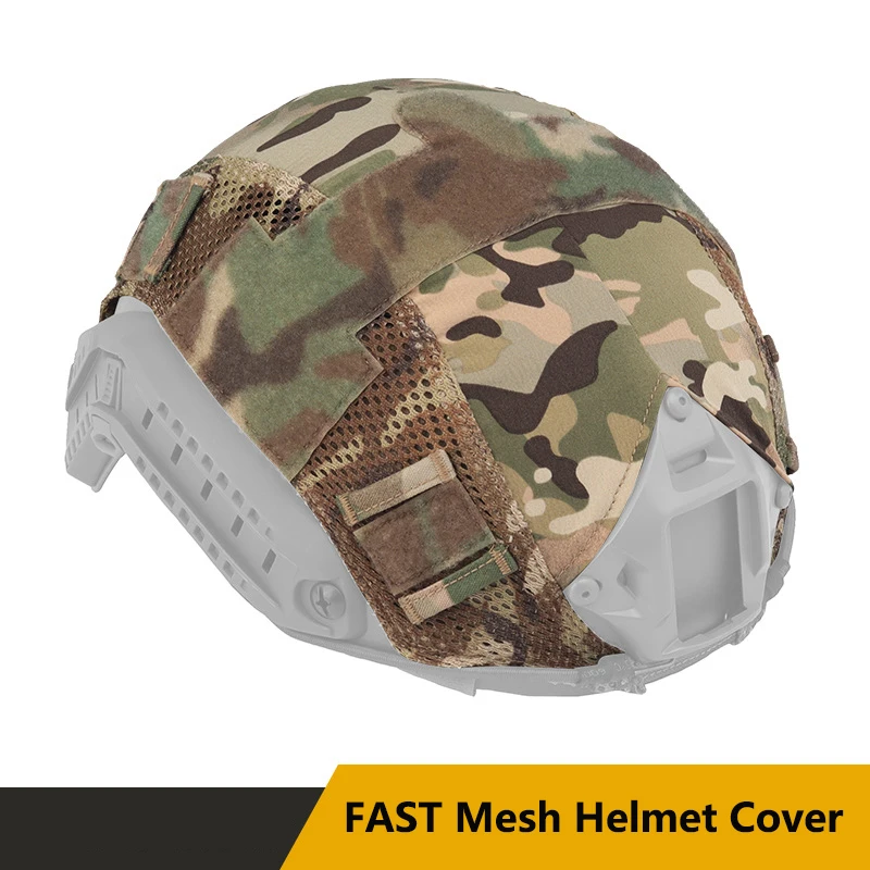 Camouflage Tactical Helmet Cover Military Mesh Helmet Cloth with Magic Tape for Fast Helmet M/L Size