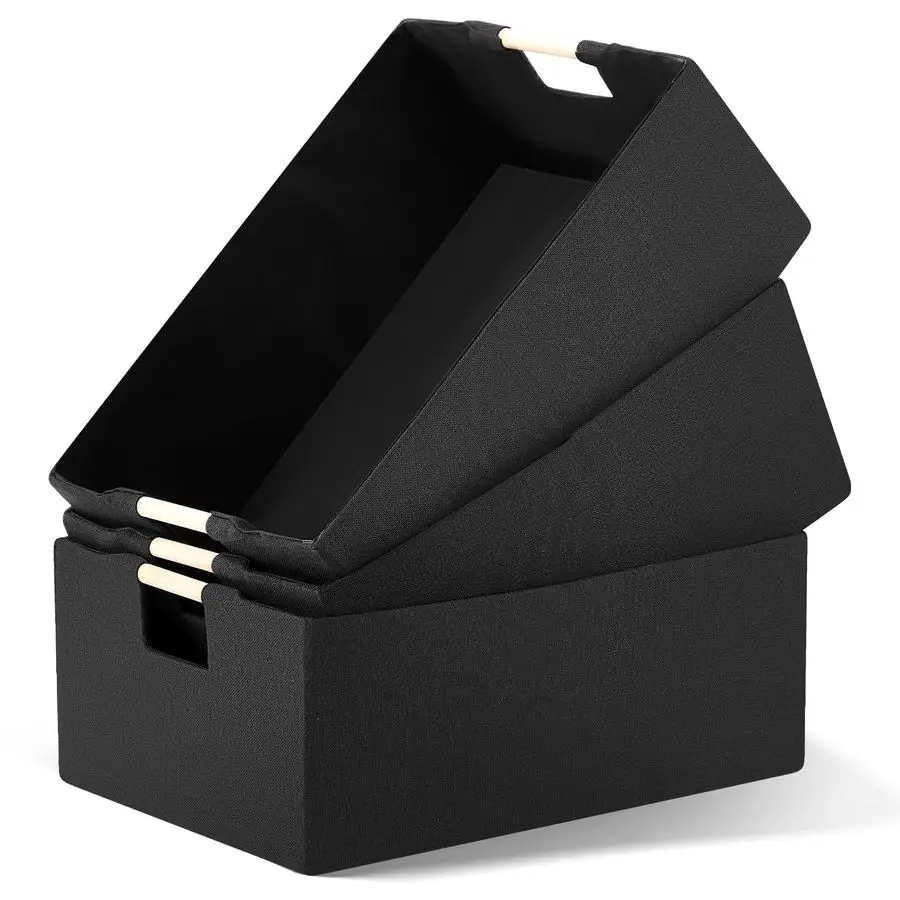 

Pack Fabric Storage Bins for Closet Shelves, Rectangle Wardrobe Organizer with Handle, Collapsible Shelves Storage Basket for S