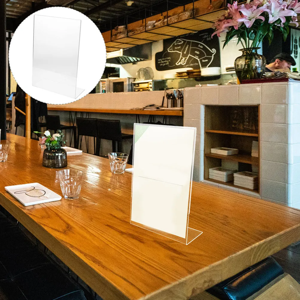 

2Pcs Acrylic Poster Stand L-Shaped Sign Holder Clear Display Menu Frame Table Number Stand for Classroom Restaurant Office Table