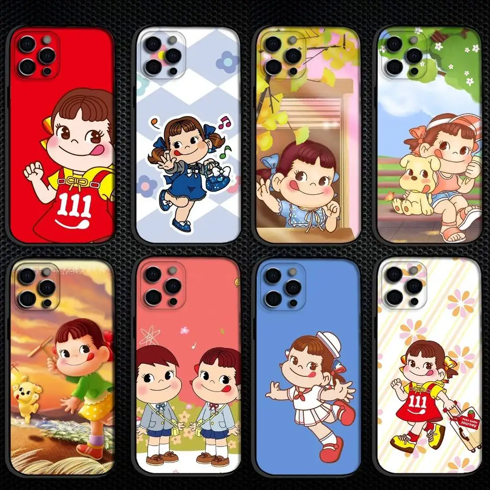 

F-Fujiya Milky Peko-Chan Phone Case For iPhone 16,15,14,13,12,11 Plus,Pro Max, Others Soft Black Cover