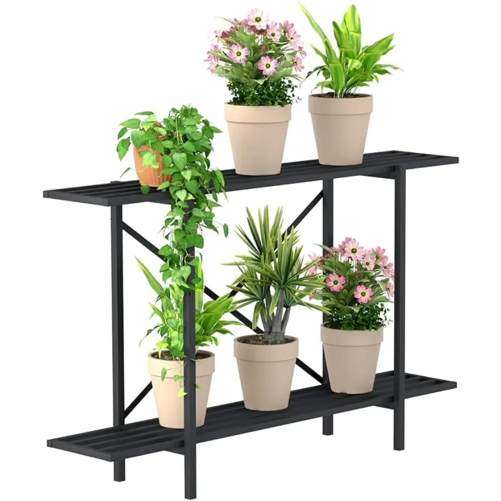 

2 Tier Metal Sturdy Heavy Plant Stand, Narrow Plant Stand Indoor and Outdoor, L45.67 x W10.3 x H27.5 inch, 440 LBS Capacity