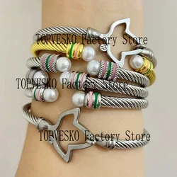 2pcs The college sent pink green open stainless steel ivy bracelet to the sisters association as a gift for women