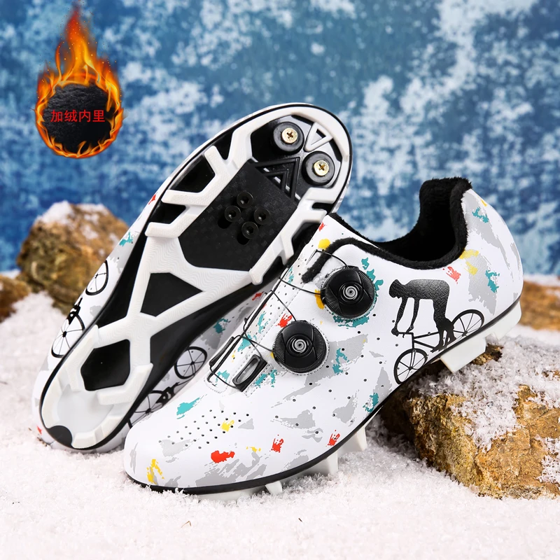 

Winter Men Triathlon Cycling Shoes Mountain Bike Women SPD Cleats Rotating Road Shoes Bicycle Sneakers