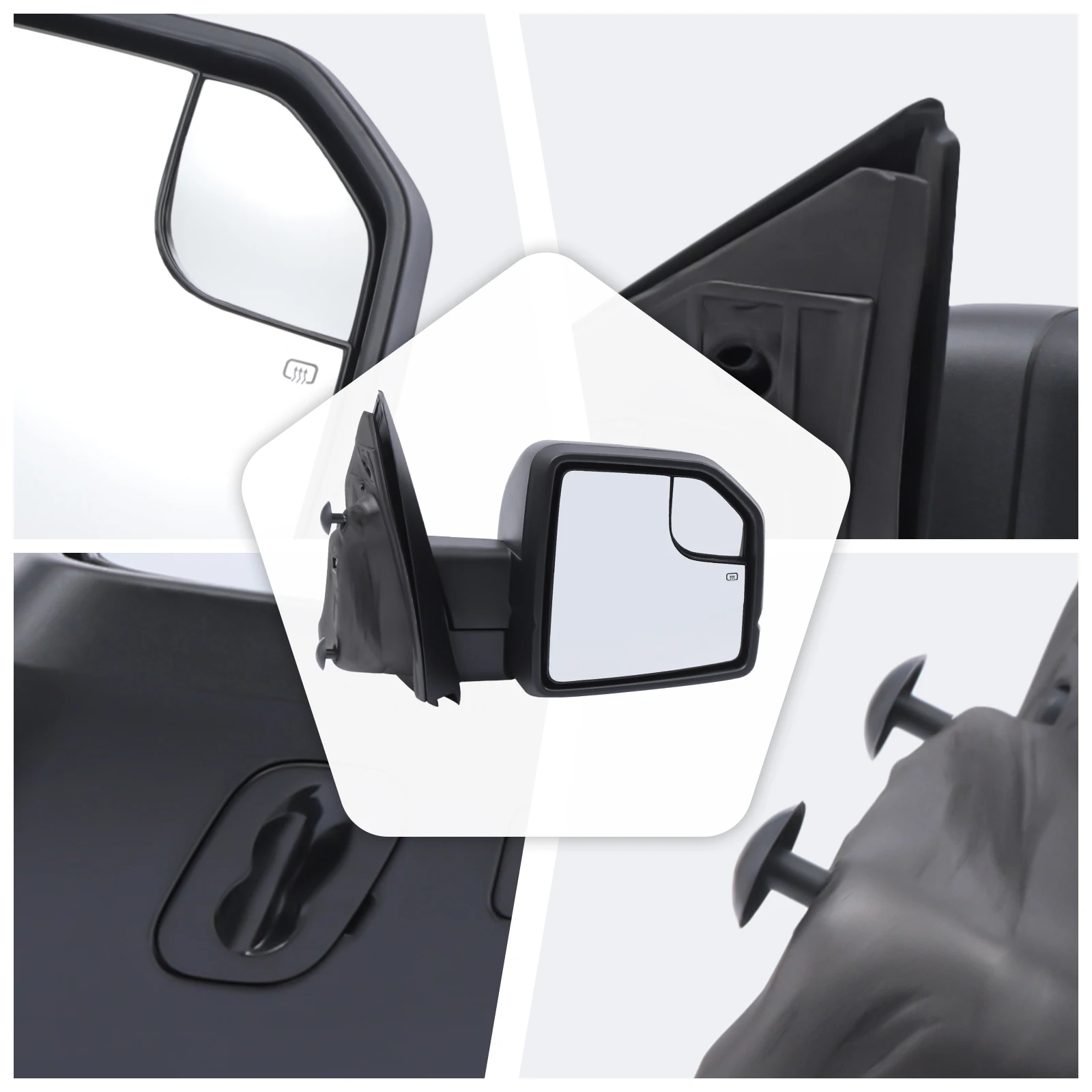 View Mirror Right,Electric Side Mirror For Ford F150 2015-2018 Rear Electric Adjust Wide Vision Sealed Black Housing