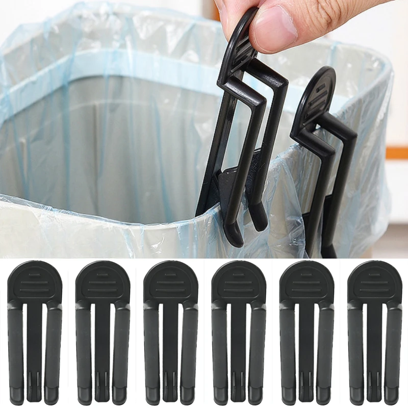 2pcs Practical Plastic Garbage Bag Clip Fixed Waste Bin Bag Holder Rubbish Clip Trash Can Clamp Kitchen Bathroom Gadgets