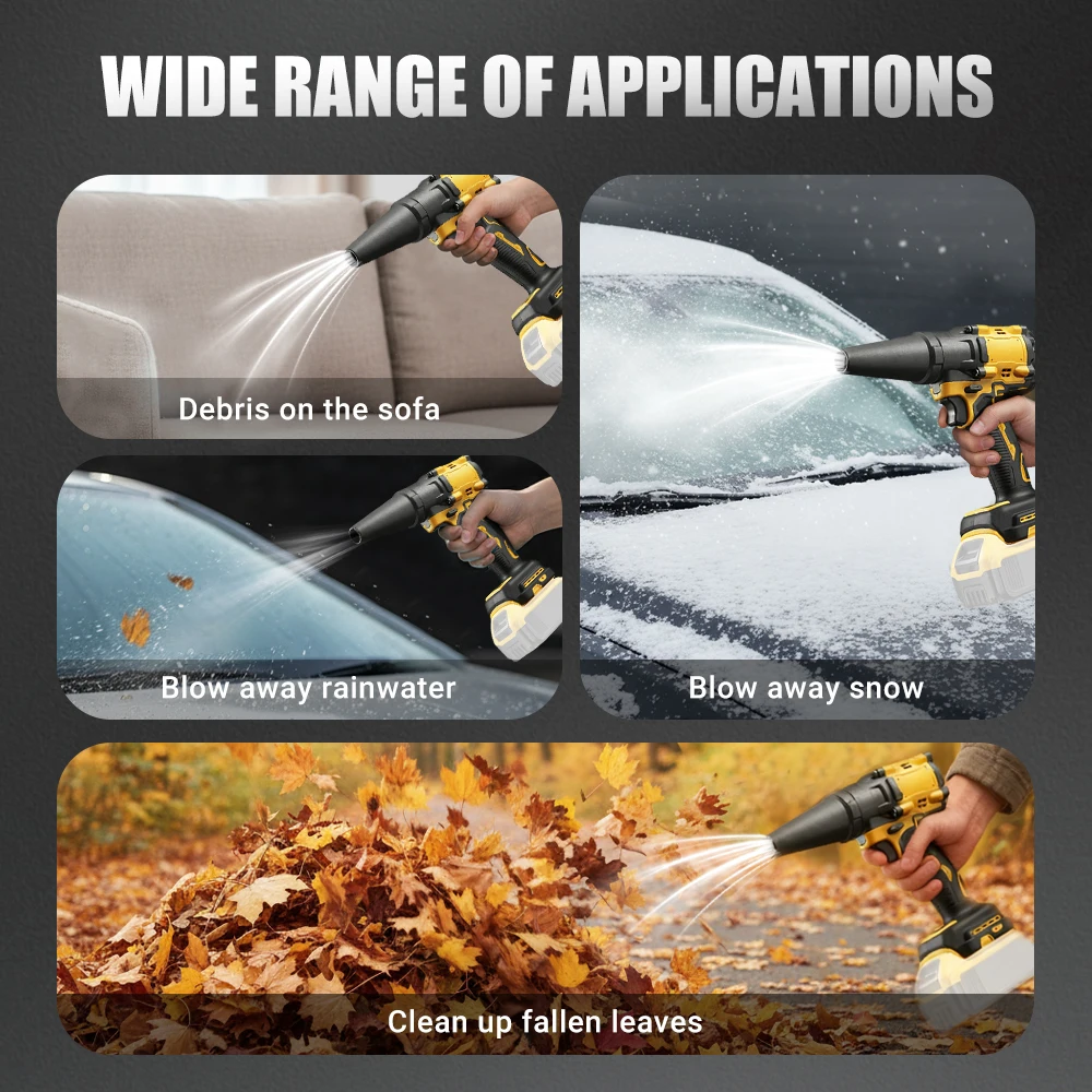 

Беспроводной пылеочиститель, портативный портативный электрический фен, воздуходувка, пневматический пистолет для инструмента Makita/DeWalt, аккумулятор с буксирными насадками