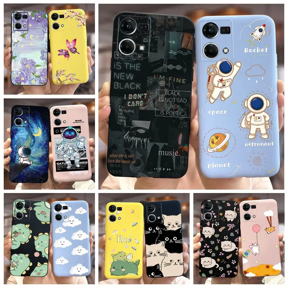 Para Oppo Reno7 4G funda Oppo F21 Pro CPH2363 elegante cubierta pintada de caramelo funda de teléfono de silicona suave para Oppo Reno 7 F21Pro 4G Shell