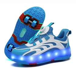 Kids Roller Shoes 4 Wheels LED Colorful Girls Boys Roller Skates Sneakers Can Charge Children Party Birthday Christmas Gift