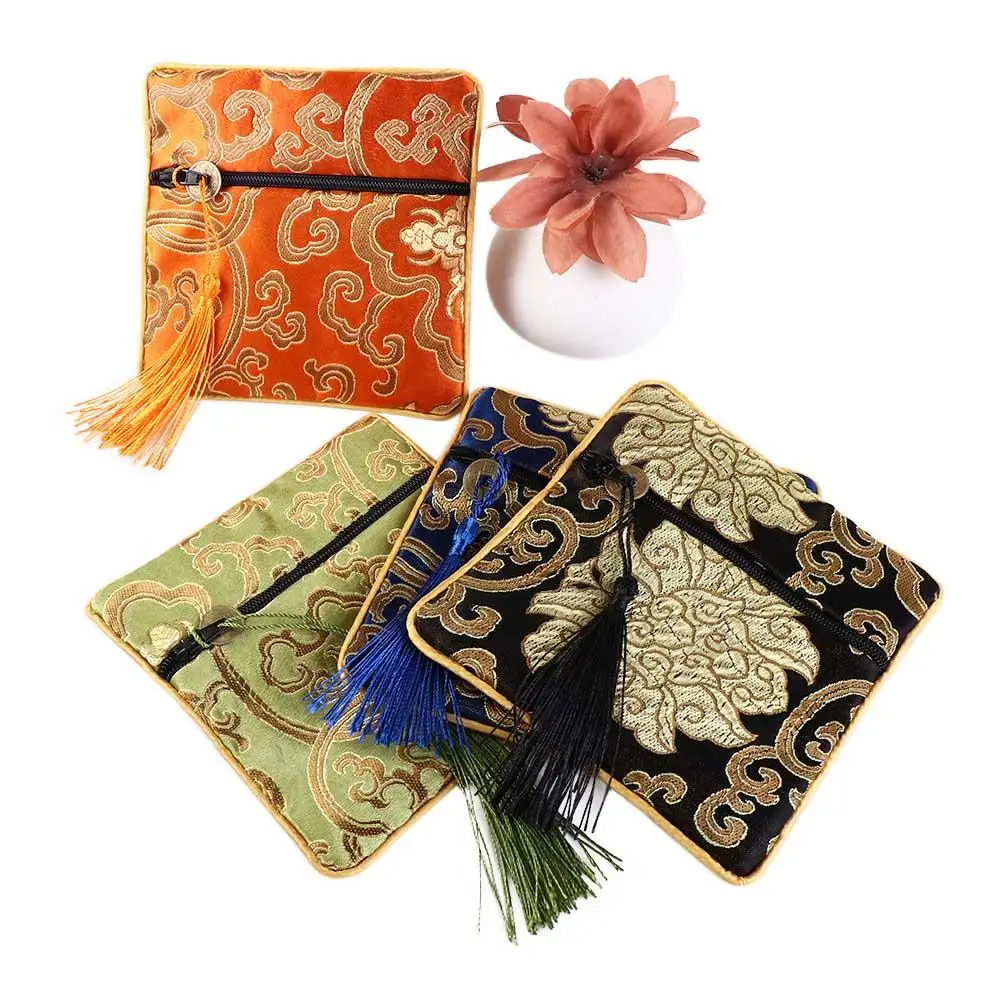 Bag Embroidery Flower Pattern Blessing Bag Brocade Pouch Jewelry Storage Bag Silk Jewelry Organizer Chinese Style Coin Purse