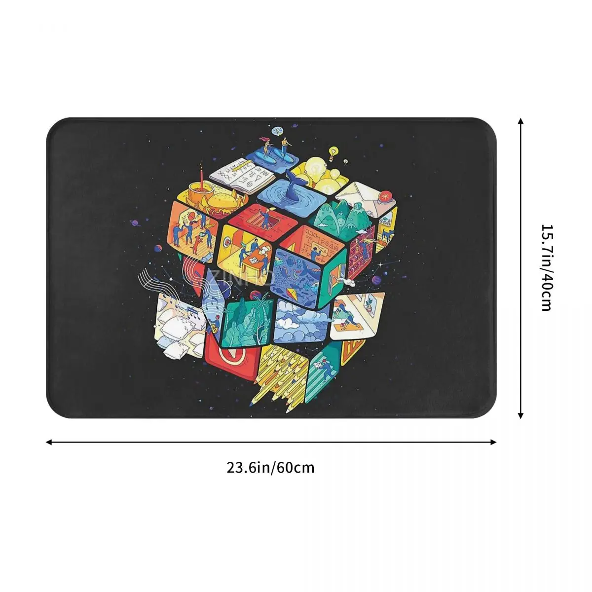 Magic Cube Intelligence Game Square Non-slip Doormat Square Life Bath Kitchen Mat Prayer Carpet Home Modern Decor