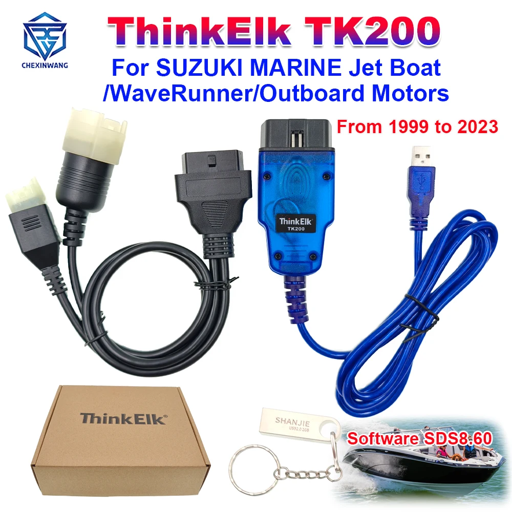 For SUZUKI MARINE Outboard Boat ThinkElk TK200 Diagnostic CABLE KIT SDS 8.60 For Jet Boat WaveRunner Outboard Motors Scanner